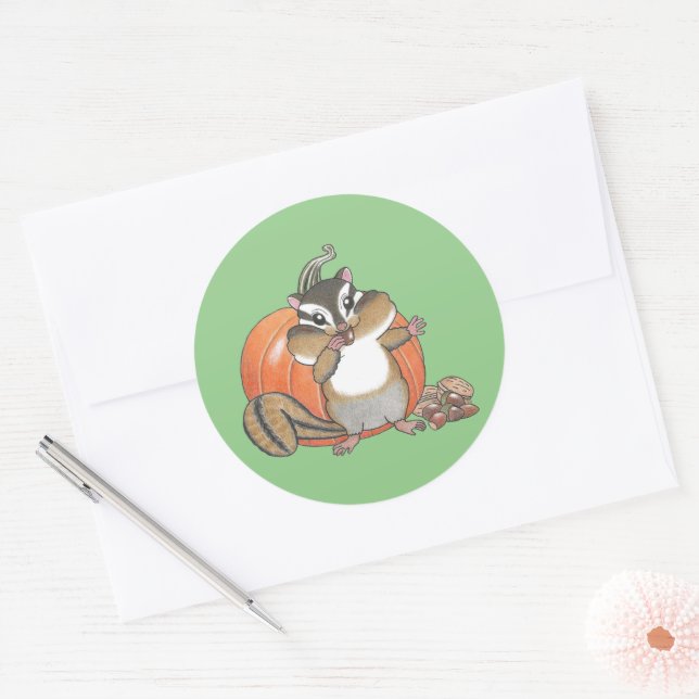 Niedlich Chipmunk Pumpkin Sticker (Umschlag)