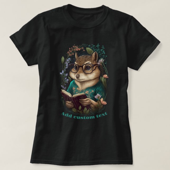 Niedlich Chipmunk Read Book Wildblume, Chipmunk Lo T-Shirt (Design vorne)