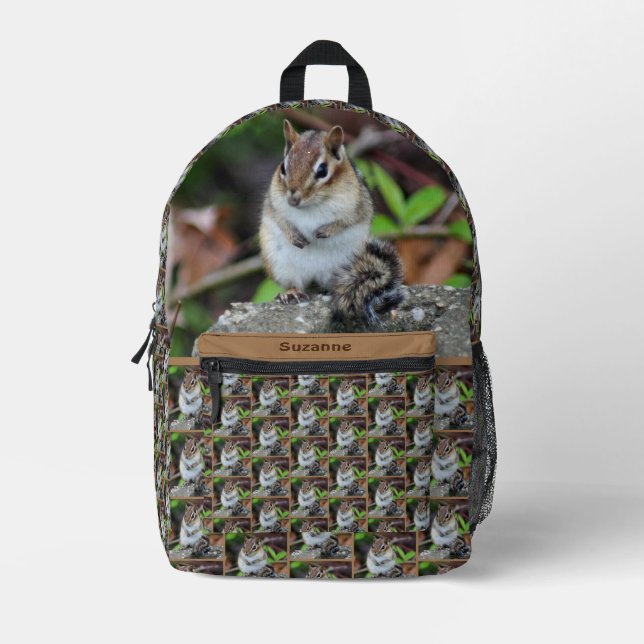 Niedlich Chipmunk Wildlife Animal Personalisiert Bedruckter Rucksack (Vorderseite)