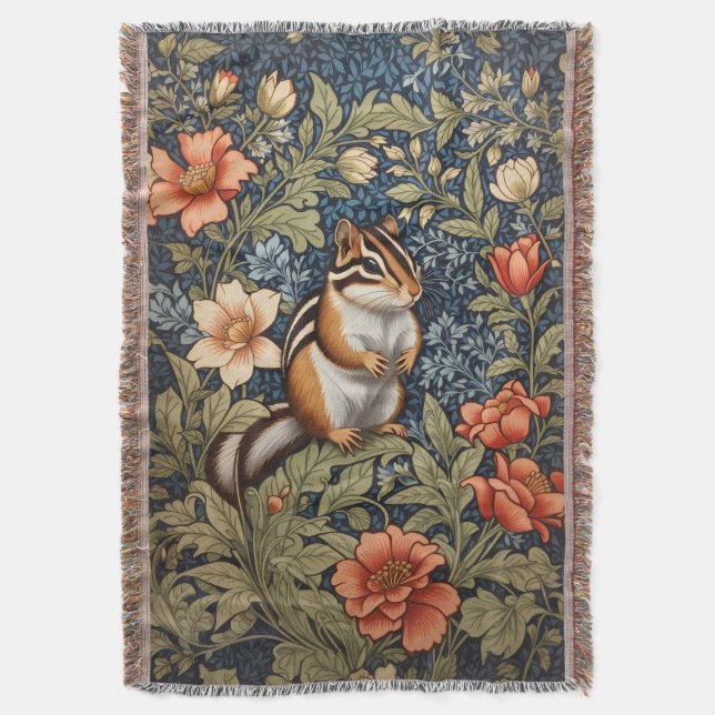 Niedlich Chipmunk William Morris Inspirierte flora Decke (Vorderseite Vertikal)