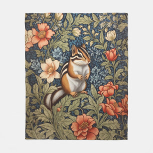 Niedlich Chipmunk William Morris Inspirierte flora Fleecedecke