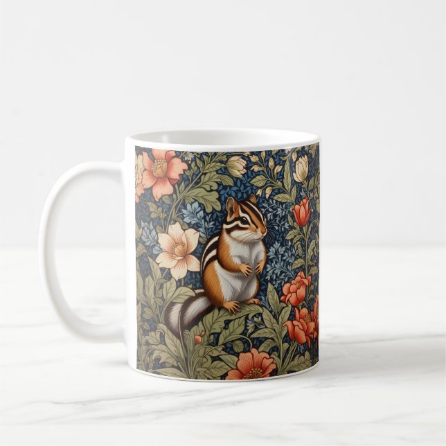 Niedlich Chipmunk William Morris Inspirierte flora Kaffeetasse (Links)