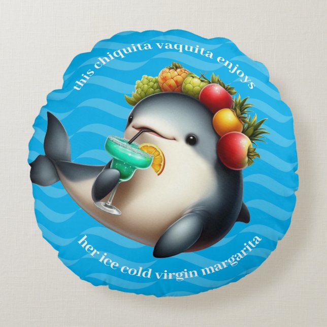 Niedlich Chiquita Vaquita Genießen Sie eine Jungfr Rundes Kissen (Vorderseite)