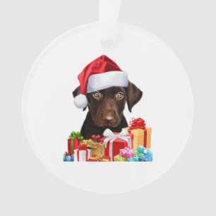 Niedlich Chocolate Labrador Puppy Weihnachtsmannmü Ornament
