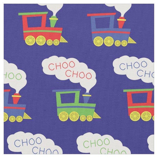 Niedlich Choo Trains Kinderzimmer Dekoration Stoff (Nahaufnahme)