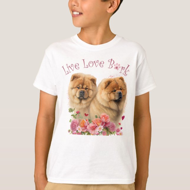 Niedlich Chow Chow Dog floral T-Shirt (Vorderseite)