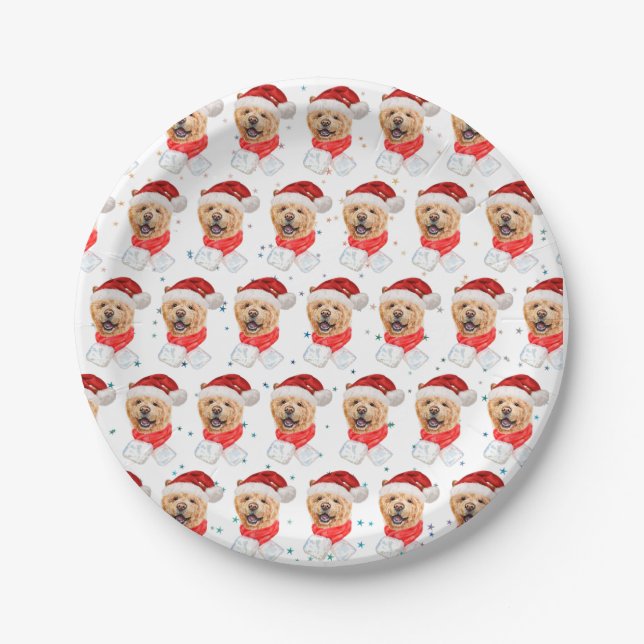 Niedlich Chow Chow Dog Weihnachtsmuster Pappteller (Vorderseite)