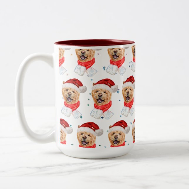 Niedlich Chow Chow Dog Weihnachtsmuster Zweifarbige Tasse (Links)