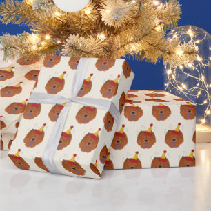 Niedlich Chow Chow mit einem Weihnachtsmannmütze  Geschenkpapier