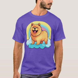 Niedlich Chow Chow Rainbow Cloud Kawaii Dog Happy T-Shirt