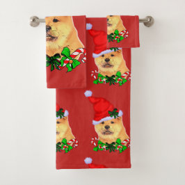 Niedlich Chow Chow Weihnachten Badhandtuch Set