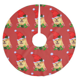 Niedlich Chow Chow Weihnachten froh Polyester Weihnachtsbaumdecke