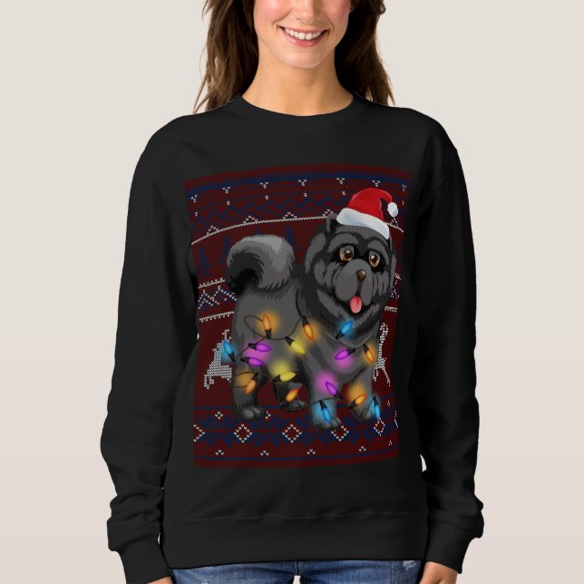 Niedlich Chow Chow Weihnachtslicht Ugly Sweater Ch Sweatshirt (Vorderseite)