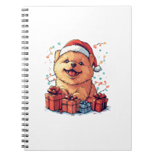 Niedlich Chow Chow Weihnachtsmannmütze Weihnachten Notizblock