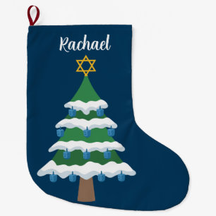 Niedlich Chrismukkah Hanukkah Dreidel Tree Großer Weihnachtsstrumpf
