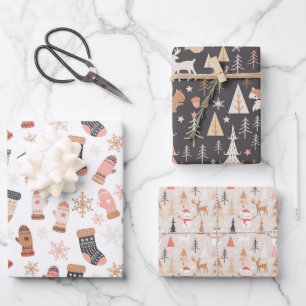 Niedlich Christmas Boho Geschenkpapier Set