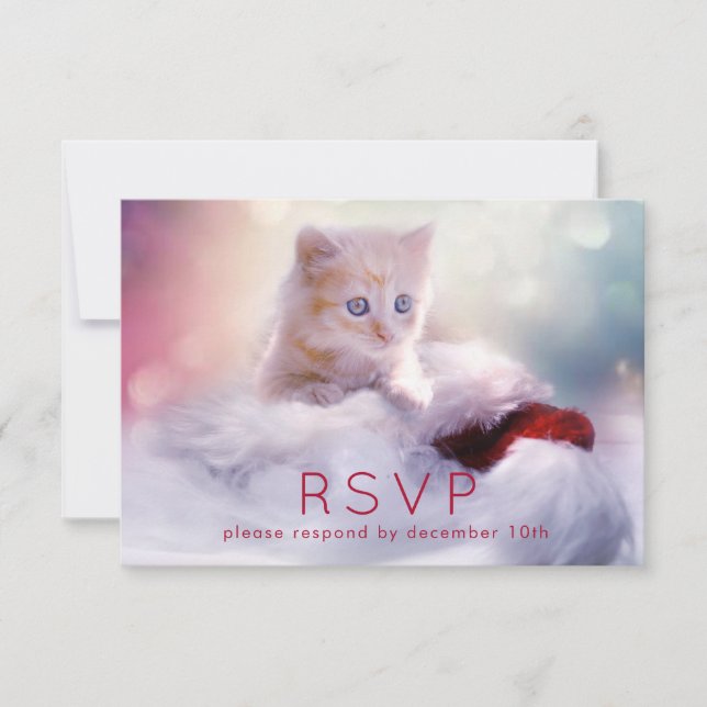 Niedlich Christmas Kitten UAWG RSVP Karte (Vorderseite)
