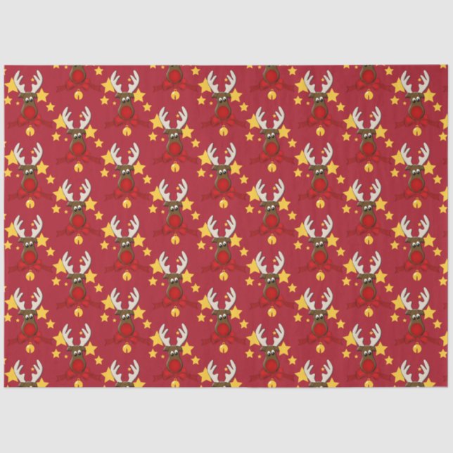 Niedlich Christmas Rudolph Reindeer Red Seidenpapier (Vorderseite)