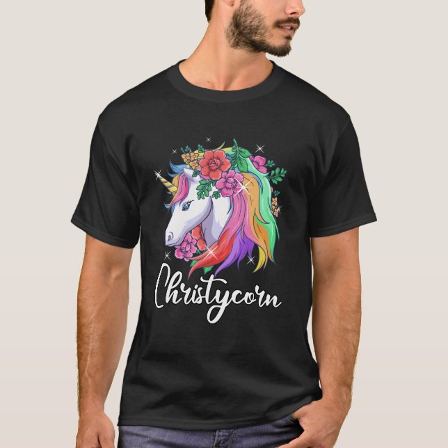 Niedlich Christycorn Personalisiert Name Unicorn C T-Shirt (Vorderseite)