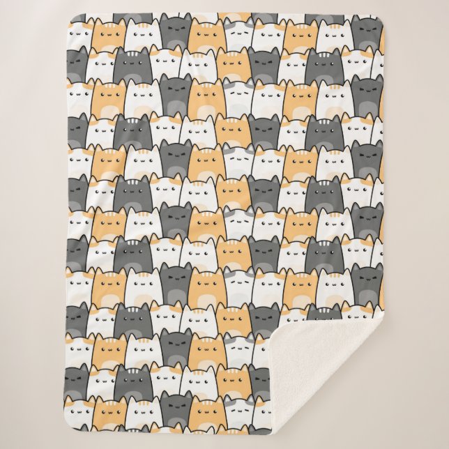 Niedlich Chubby Cat Doodle Sherpadecke (Vorderseite)