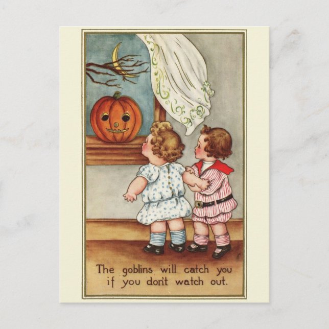 Niedlich Chubby Children Halloween Postkarte der 1 (Vorderseite)