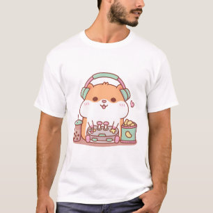 Niedlich Chubby Hamster Gambling Video Games T-Shirt