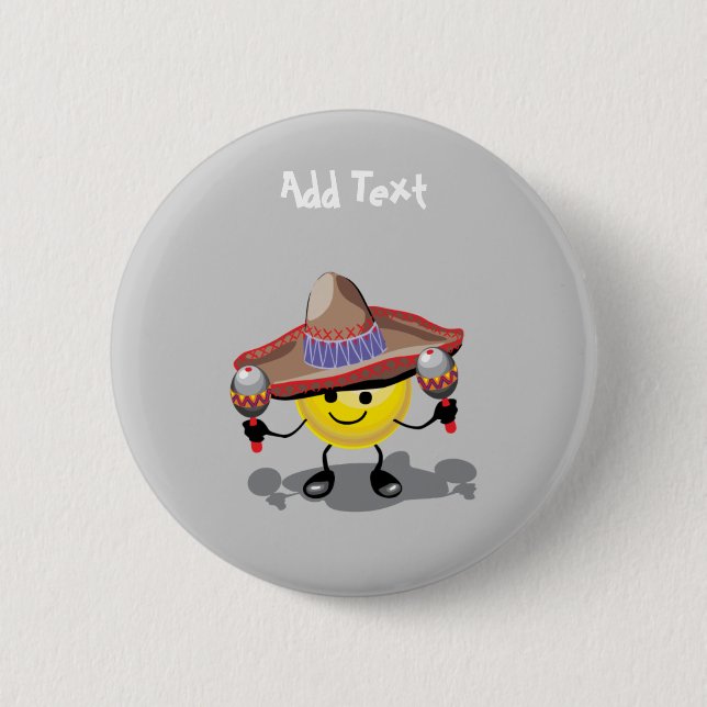 Niedlich Cinco De Mayo Cartoon personalisiert Button (Vorderseite)
