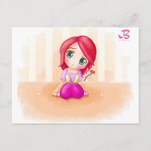 Niedlich Cindy Anime Manga Chibi farbenfroh Postkarte