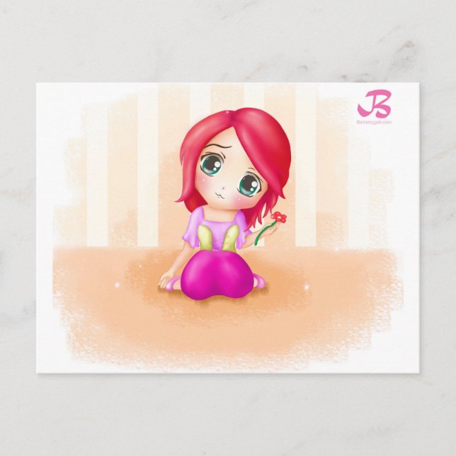 Niedlich Cindy Anime Manga Chibi farbenfroh Postkarte (Vorderseite)