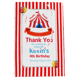 Niedlich Circus Geburtstagsparty Danke, Red Mittlere Geschenktüte