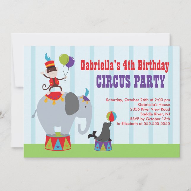 NIEDLICH Circus Kindergeburtstag Party Einladung (Vorderseite)