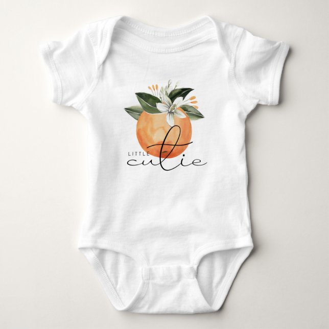 Niedlich Citrus Mandarine Kleine Süsse Obst Baby Strampler (Vorderseite)