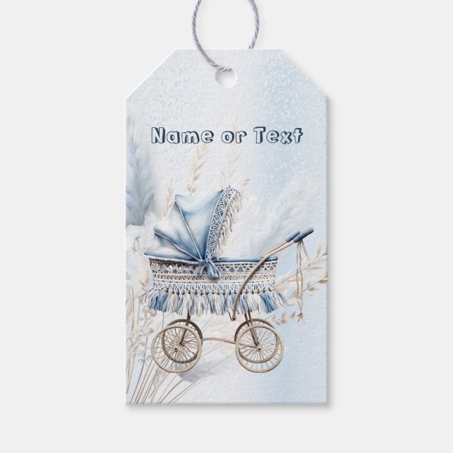 Niedlich Classic Baby Stroller Blume Schöne Blüte Geschenkanhänger (Vorderseite)