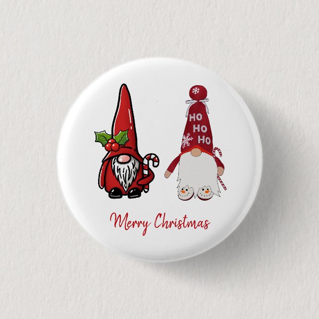 Niedlich Classic Gnomes Custom Christmas Button (Vorderseite)