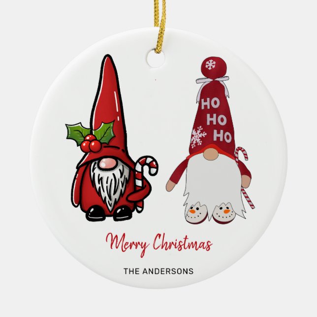 Niedlich Classic Gnomes Custom Christmas Keramik Ornament (Vorne)