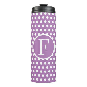 Niedlich Classic Lila Polka Dots Anfangsbuchstaben Thermosbecher