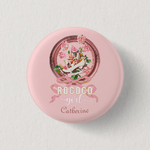 Niedlich Classic Pink Rokoko Girl Rose Schuhname Button
