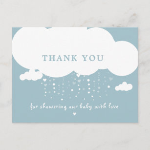 Niedlich Cloud Rain Hearts Baby Dusche Vielen Dank Postkarte