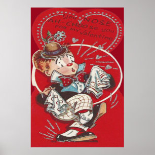 Niedlich Clown Blume Schläfrigkeit Herz Valentine Poster