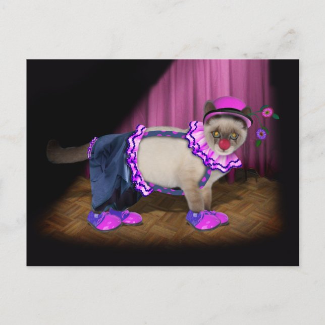 Niedlich Clown Kitty Postkarte (Vorderseite)