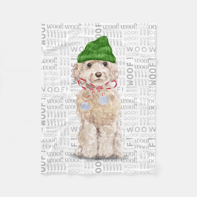 Niedlich Cockapoo Santa Dog Weihnachten Fleecedecke (Vorderseite)