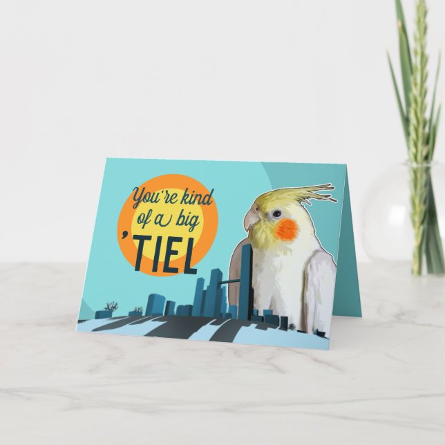 Niedlich Cockatiel Bird Pub Funny Birthday Big Tie Karte (Vorderseite)