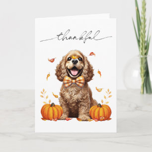 Niedlich Cocker Spaniel Herbstlaubs Pumpkins Karte