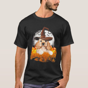 Niedlich Cocker Spanierhund Hexe auf Halloween Pum T-Shirt