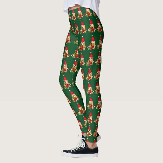 Niedlich Cocker Spanisch Welpe Weihnachten Leggings (Links)
