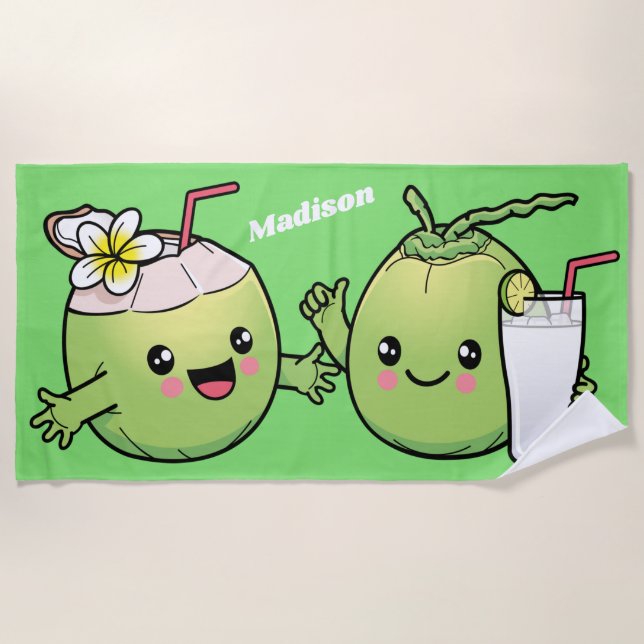 Niedlich Coconuts individuelle Name Strandtuch (Vorderseite)