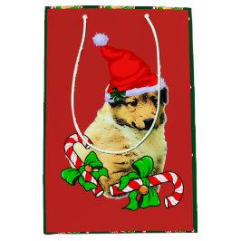 Niedlich Collie Puppy Christmas froh Mittlere Geschenktüte