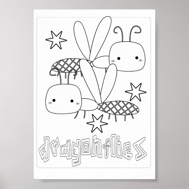 Niedlich Coloring Bugs Dragonflies Poster (Vorne)