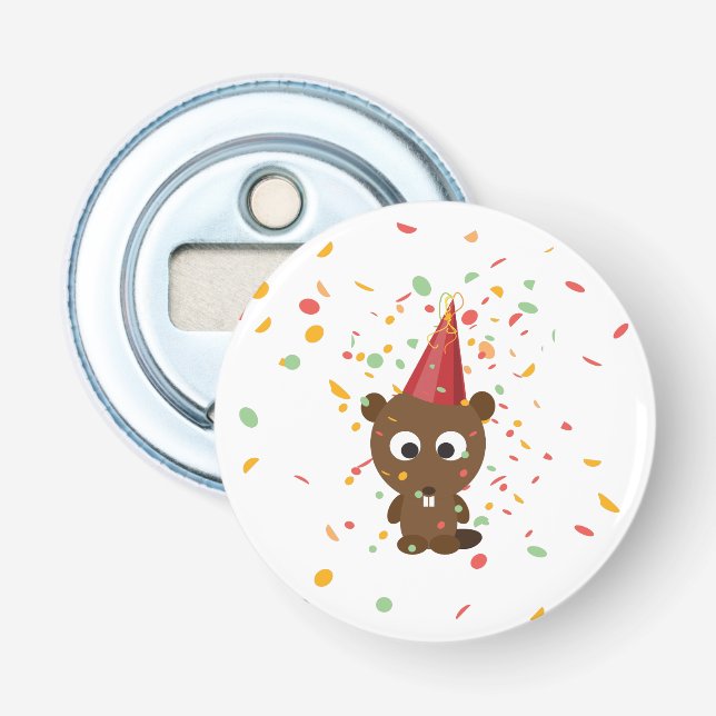 Niedlich Confetti Party Beaver Flaschenöffner (Vorderseite)