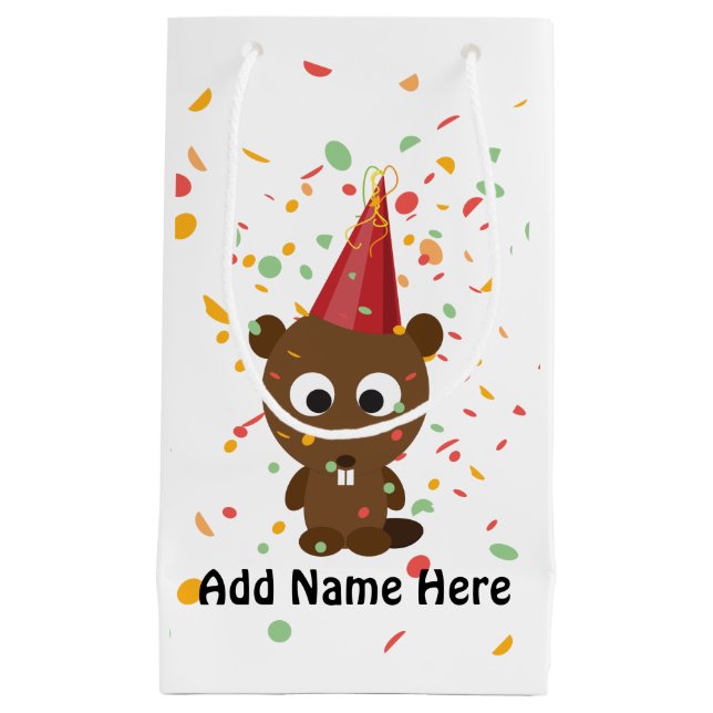 Niedlich Confetti Party Beaver Kleine Geschenktüte (Vorderseite)